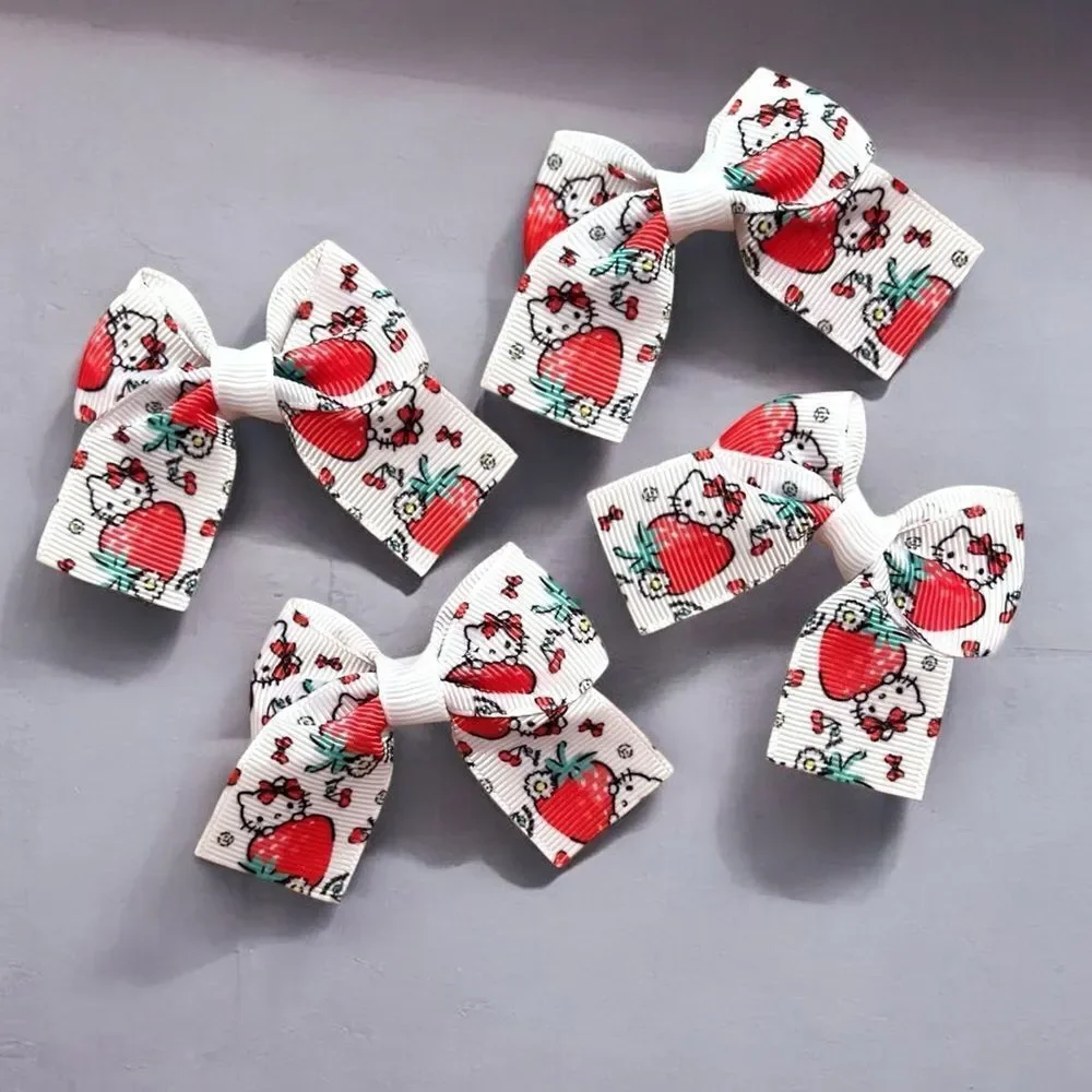 🤯5/$25🤯 Set Of Four Hello Kitty Strawberry Hair Bows for Kids